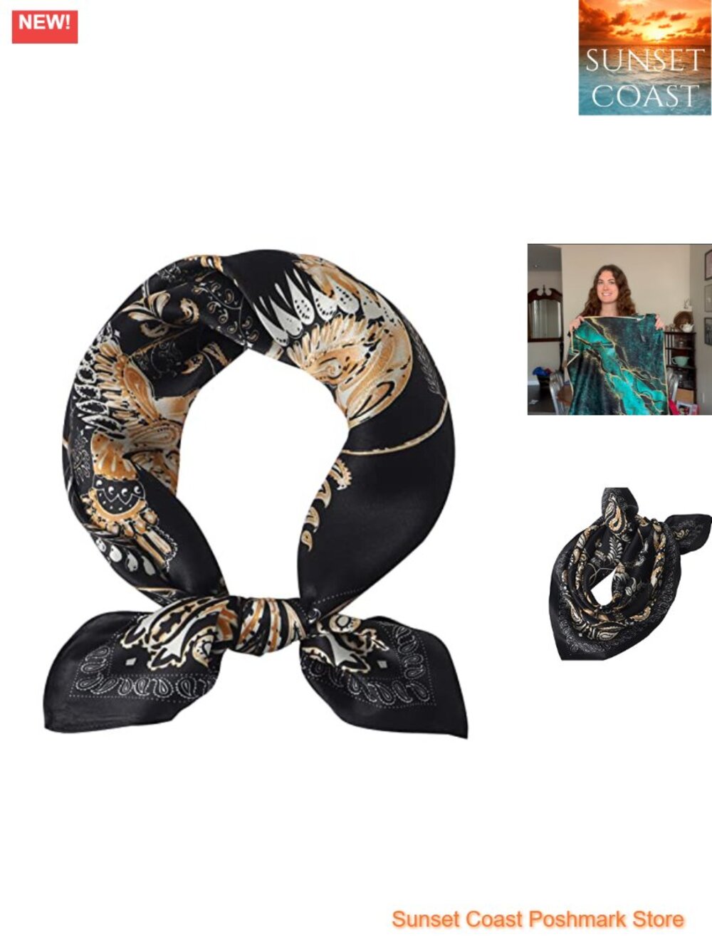 Pure Mulberry Silk Square Scarf 27x27 Lightweight Hair Headscarf